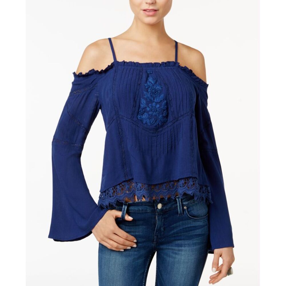 GUESS Womens Wide Leg Ruffled Jumpsuit